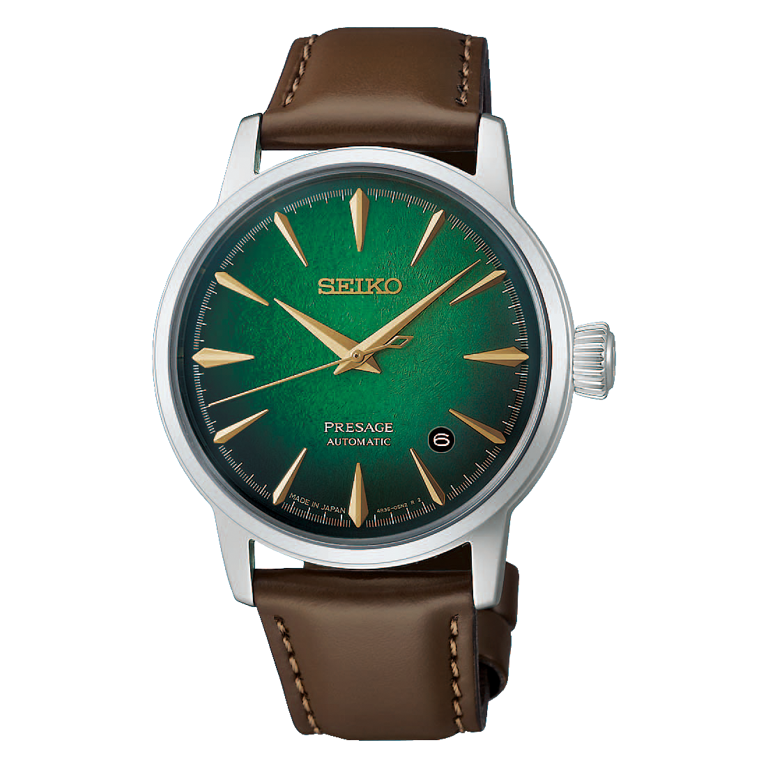 Seiko PRESAGE Automatik 3 Zeiger, Lederband, 41 Stunden Gangreserve, Mint Mist Grün Herrenuhr HCB002J1