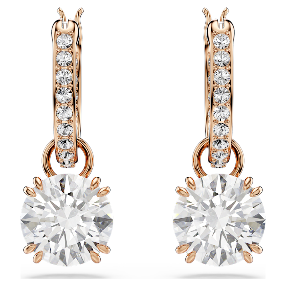 Swarovski Stilla Drop-Ohrhänger, Rundschliff, Weiß, 18K Roségoldbeschichtet 5639975