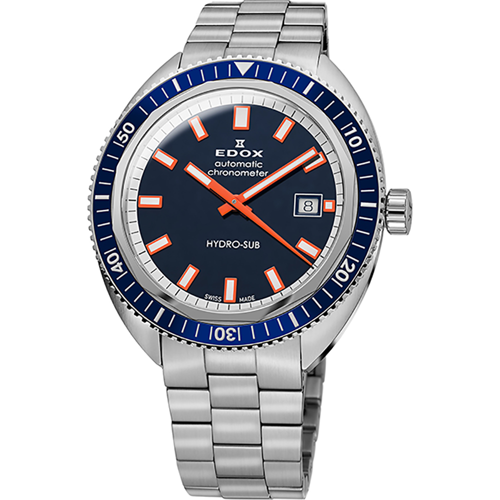 Edox Hydro-Sub Date Automatic Chronometer Herrenuhr 80128 3BUM BUIO