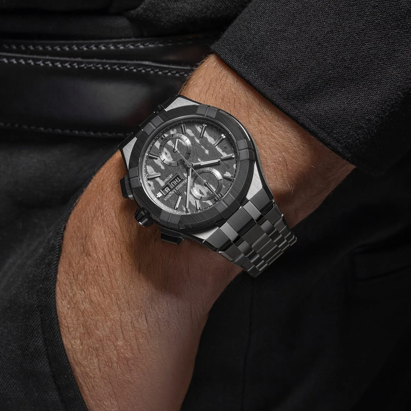 Maurice Lacroix Aikon-IC Carbon UD Chronograph 43 mm Automatik Edelstahlarmband Herrenuhr AC6038-S1C31-330-1