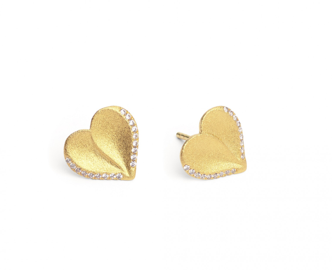 Bernd Wolf Stecker Corasan Designlinie Hearts, Herz, Zirkonia, 24-Karat-goldplattiert