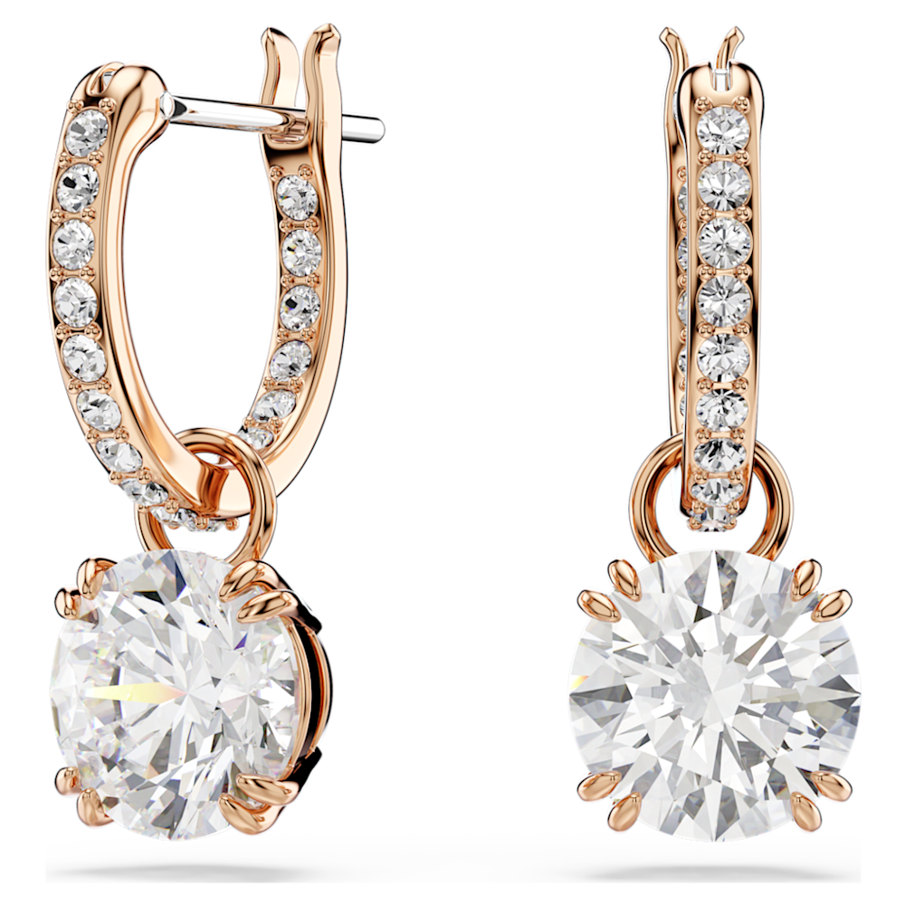 Swarovski Stilla Drop-Ohrhänger, Rundschliff, Weiß, 18K Roségoldbeschichtet 5639975