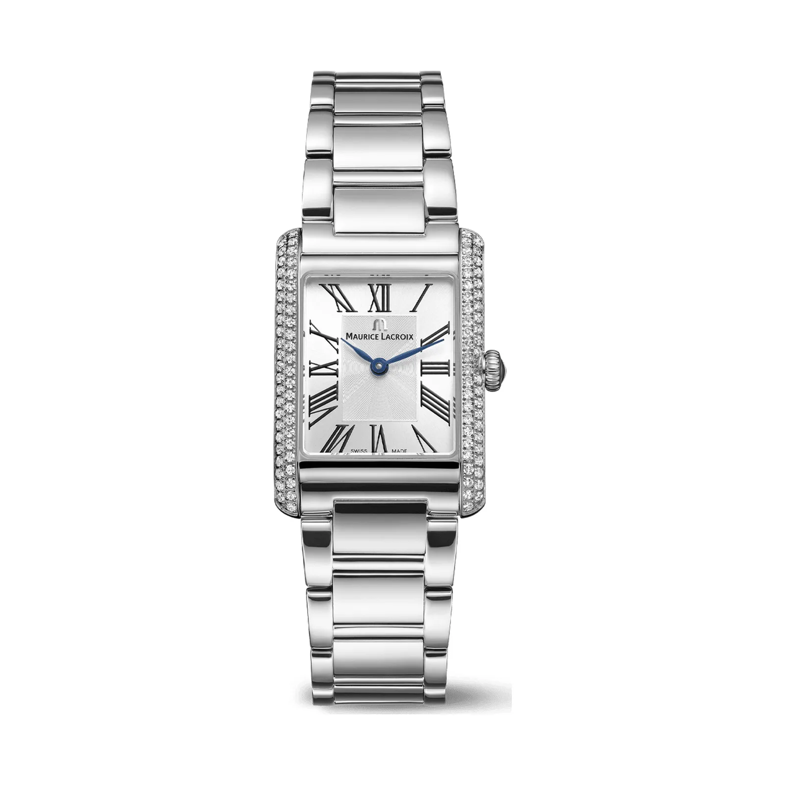 Maurice Lacroix Fiaba Square 24 x 34 mm Quarz Edelstahlarmband mit Diamantbesatz Damenuhr FA1205-SD502-110-1