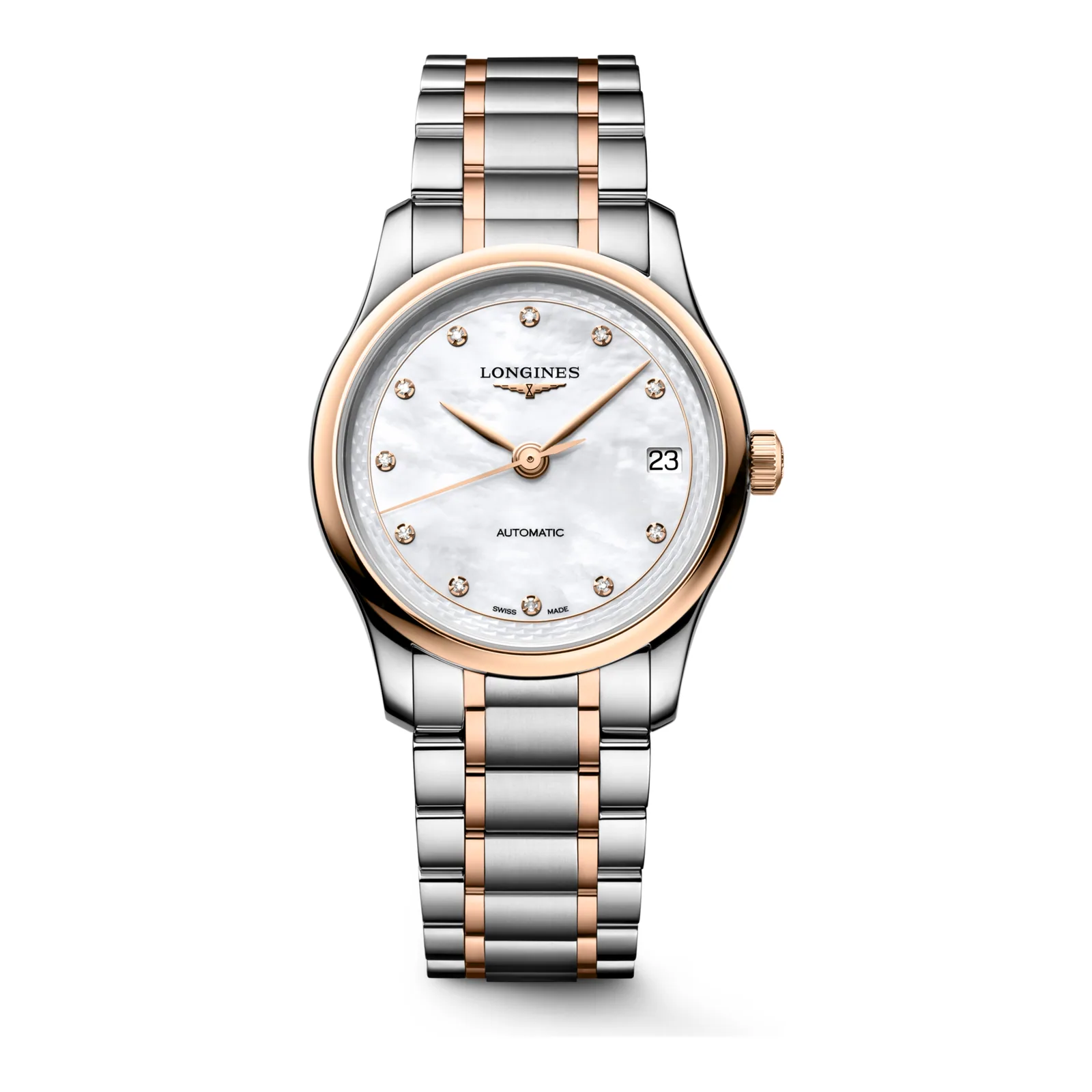 Longines Master Collection Perlmutt Diamanten Bicolor Roségold 34 mm Damenuhr L2.450.5.89.7