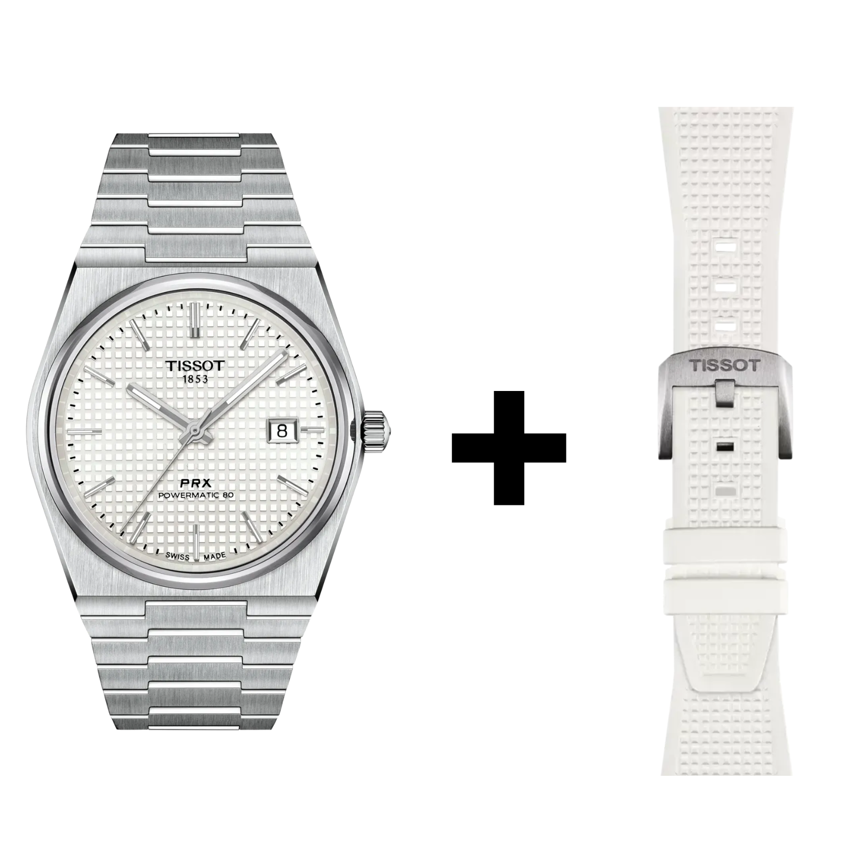 Tissot PRX 40mm Automatikwerk, 80 Stunden Gangreserve, T137.407.11.111.00 Set mit Weißem Kautschukband  