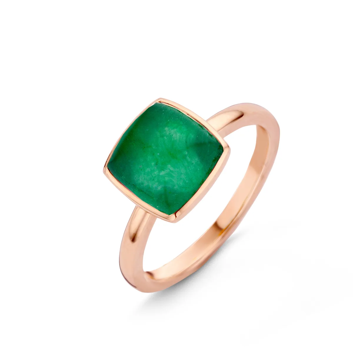 One More Pantelleria Damen Ring in 18 Karat Roségold gefasst mit Bergkristall auf Grünquarz 051576Y3
