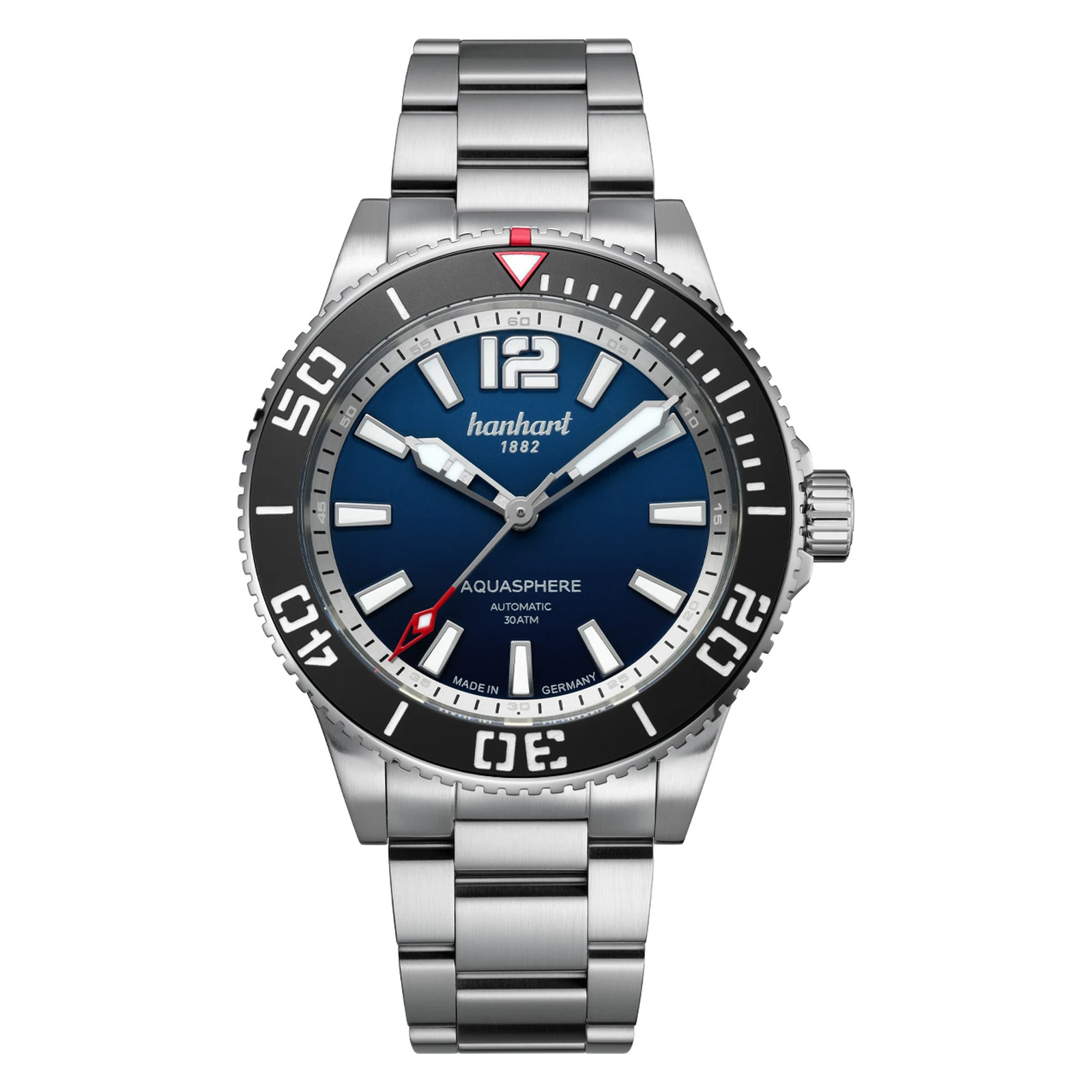 Hanhart AQUASPHERE Ocean Fade 42 mm Edelstahlband Silber Herrenuhr 777.271-6428