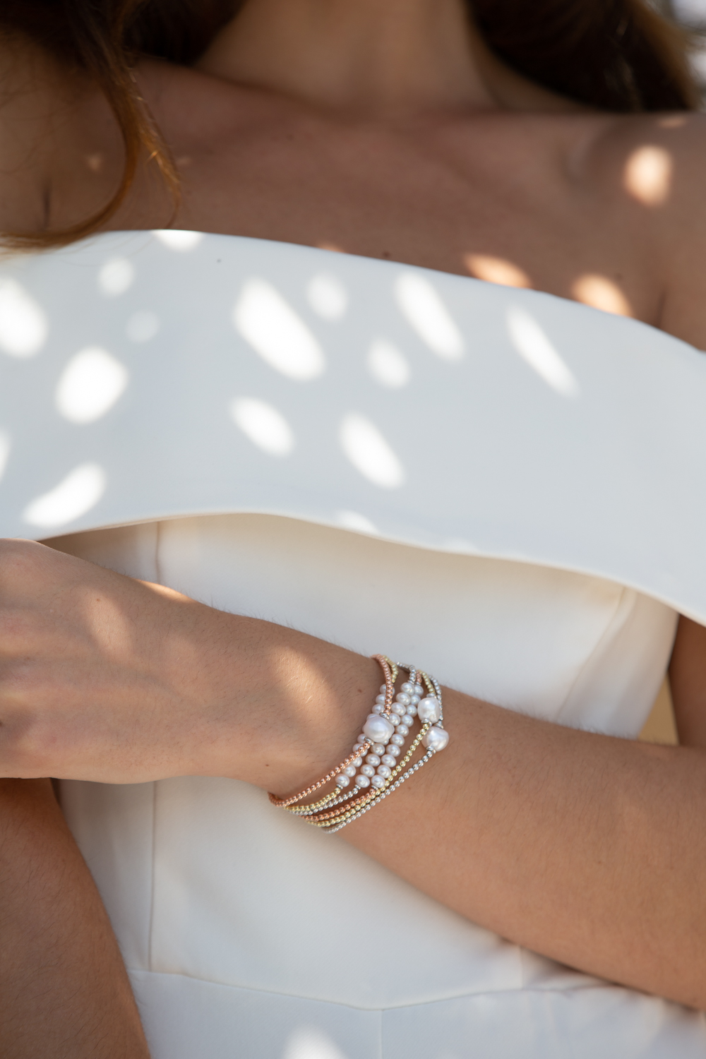 Adriana Kugelarmband Silber verg. mit mehreren Süßwasserperlen G6-90