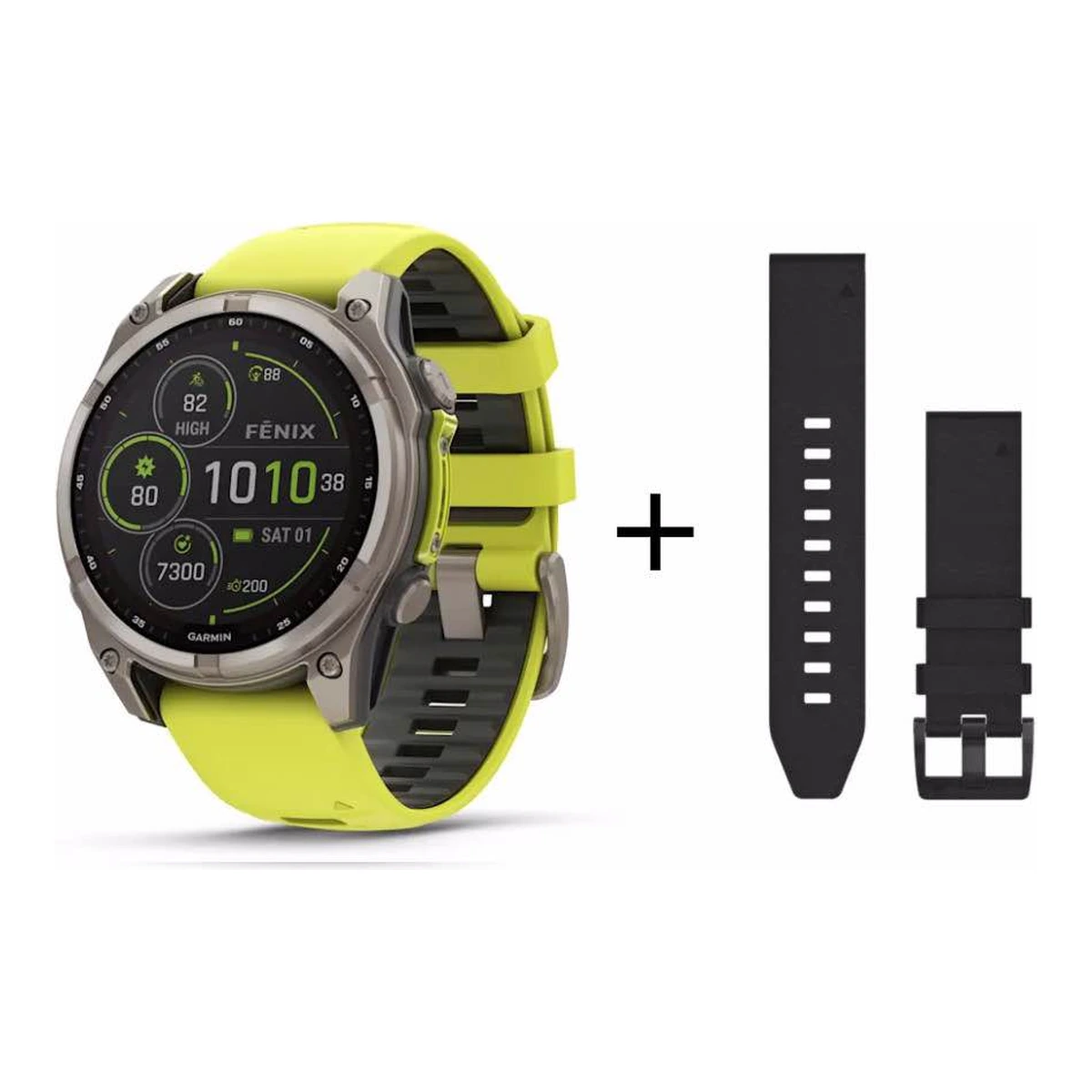 Garmin fēnix® 8 - 47 mm Solar Sapphire Graphit/Titanium Titan 010-02906-21 Set mit schwarzem Lederband