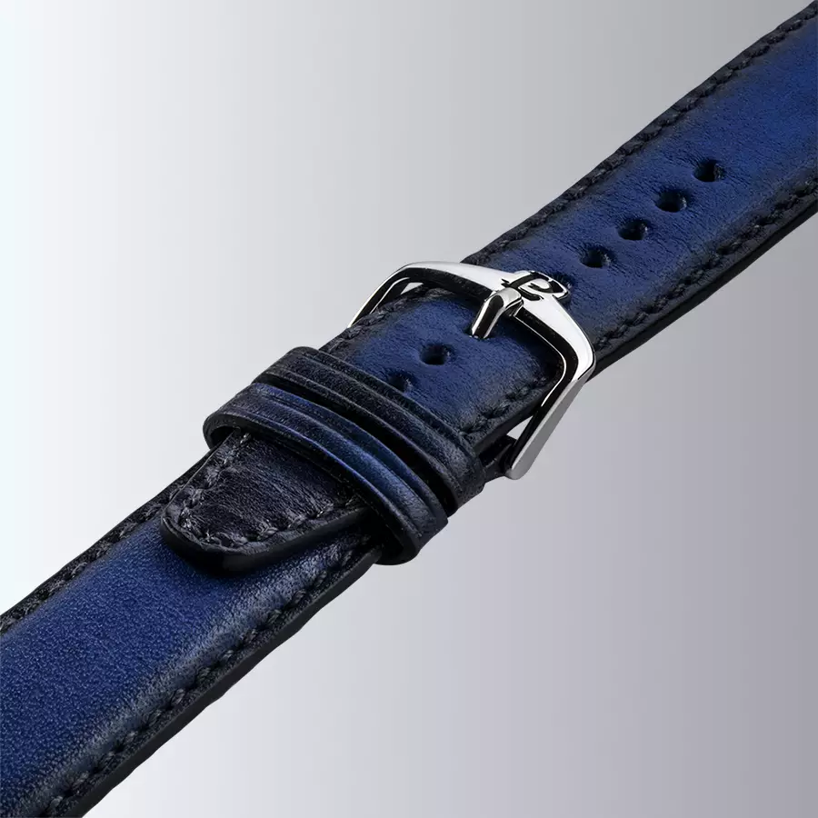 1977 EDMOND Automatique, 40 MM, Cadran Bleu, Bracelet Cuir Bleu Herrenuhr 1977P01166