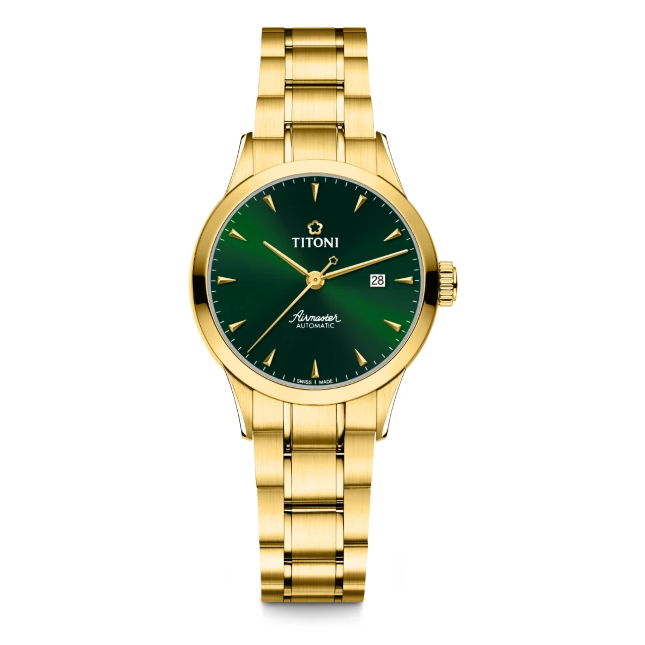 Titoni Airmaster Automatik Gelbgold, Grün Damenuhr 23733G-673