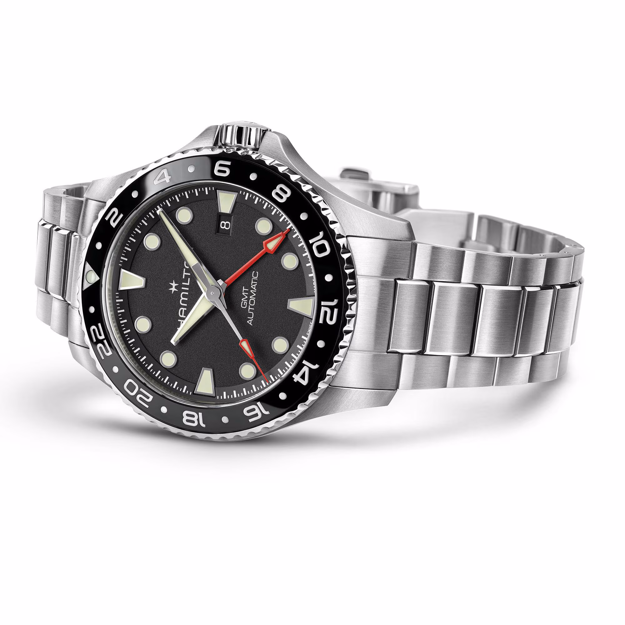 Hamilton KHAKI NAVY SCUBA AUTO Schwarz GMT 43 MM Herrenuhr H82555130