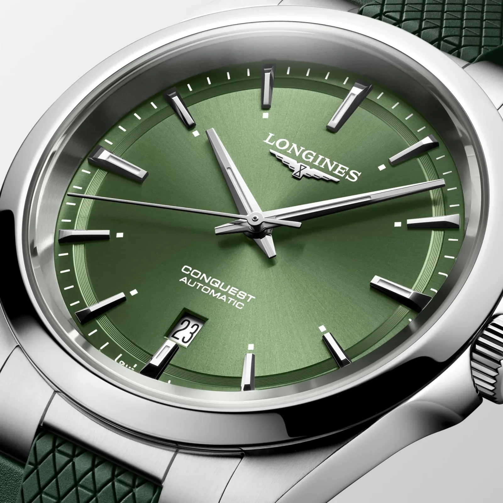 Longines Conquest Grün Kautschukband grün 41 mm Herrenuhr L3.830.4.02.9