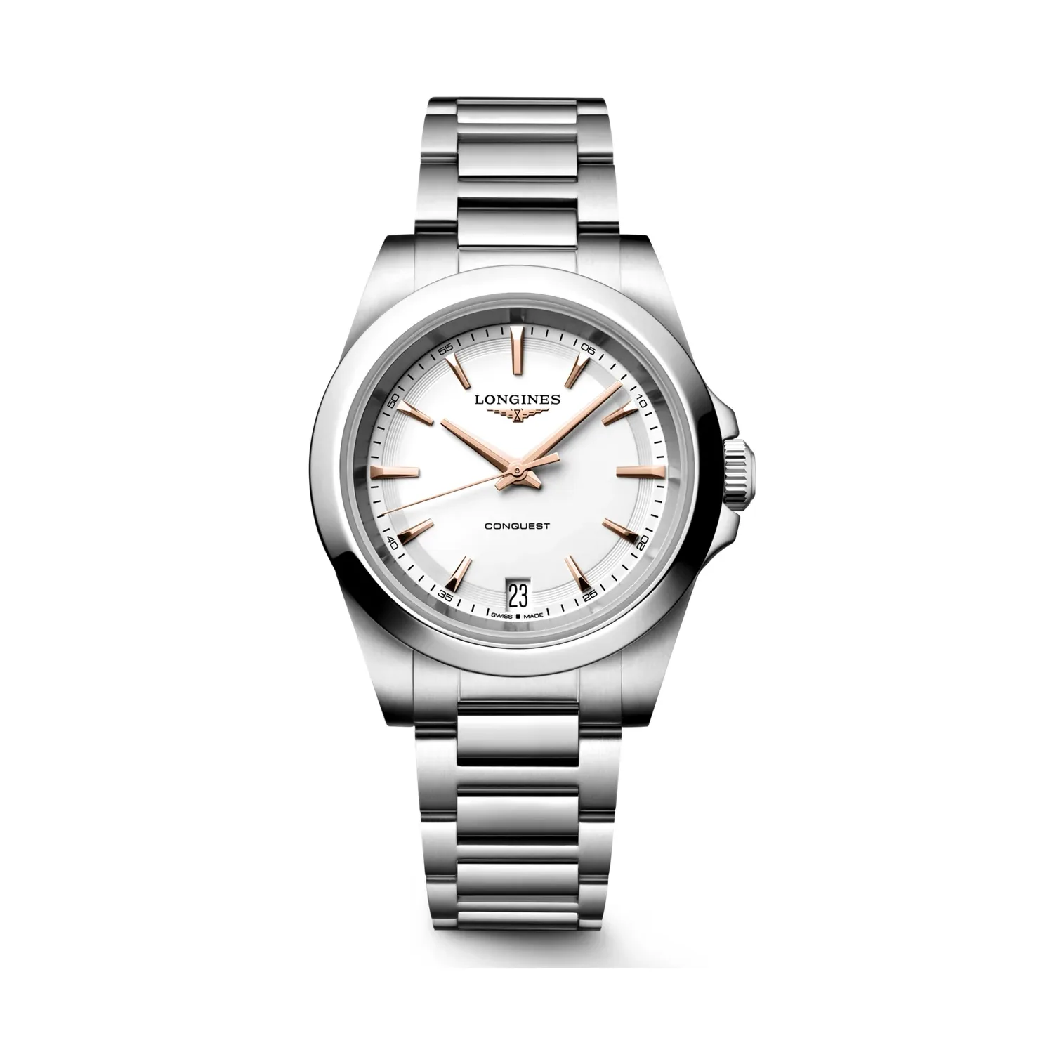 Longines Conquest Weiß Edelstahlband 34 mm Damenuhr L3.460.4.18.6