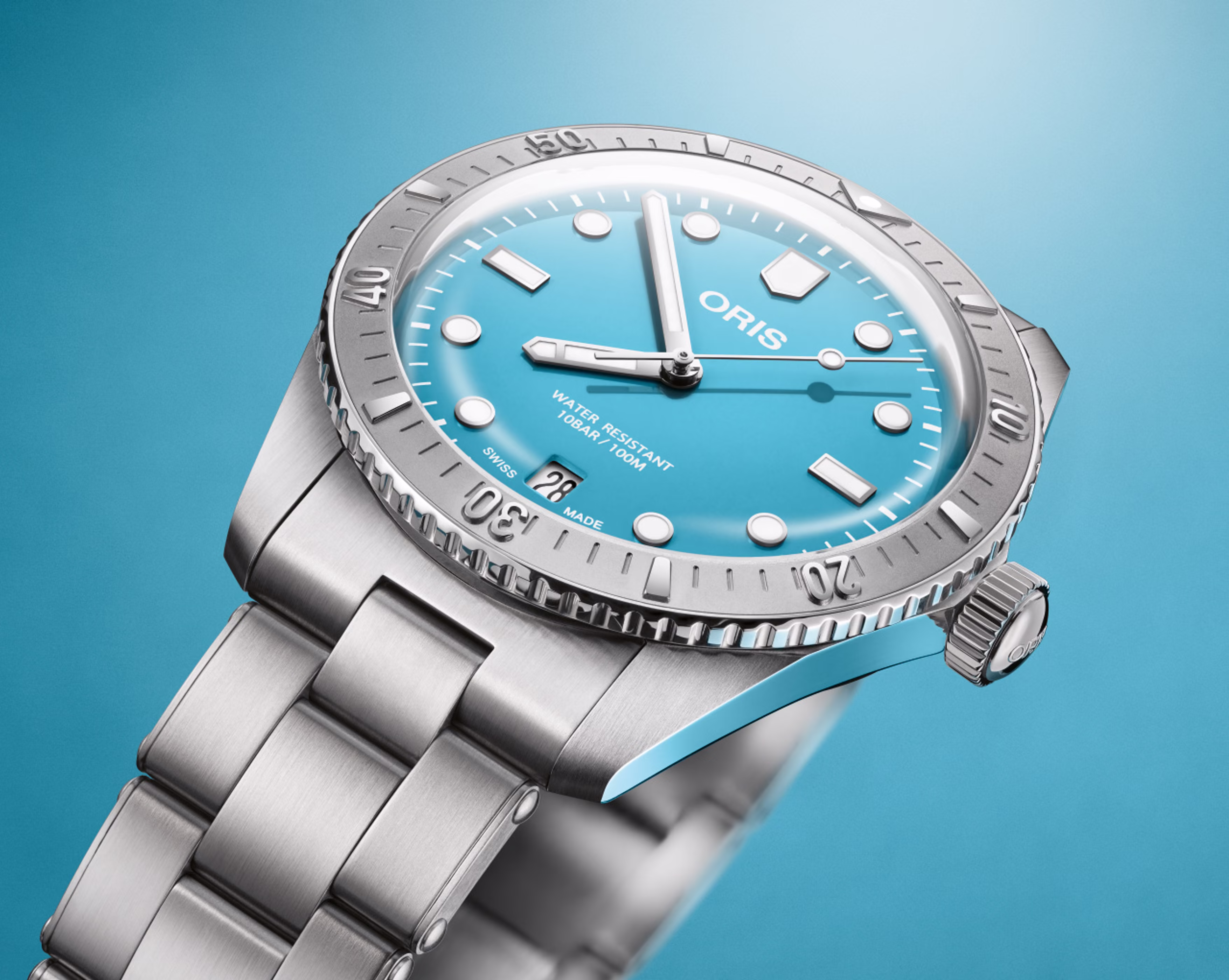 Oris Divers Sixty‑Five Cotton Candy 38mm, Taucheruhr, Edelstahl, Blau Herrenuhr 01 733 7771 4055-07 8 19 18