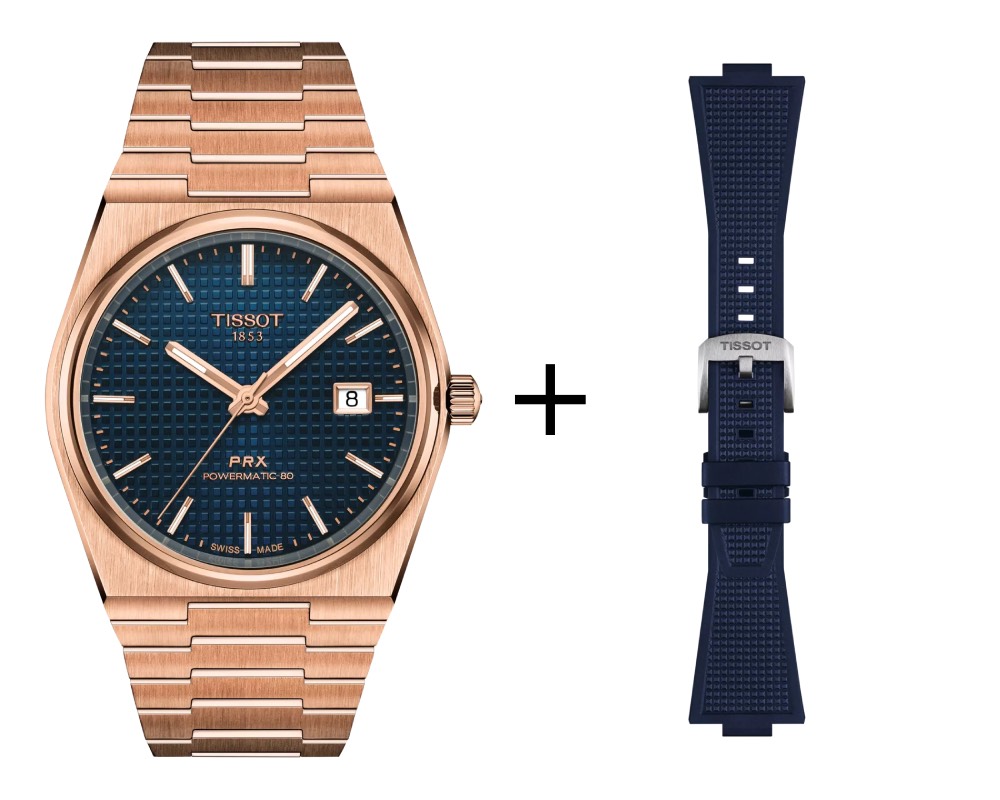 Tissot PRX Powermatic 80 Herrenuhr T137.407.33.041.00 Set mit blauem Kautschukband