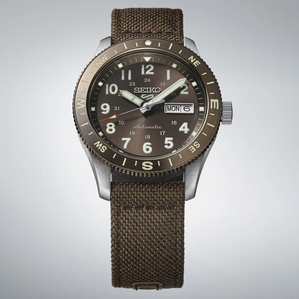 Seiko 5 Sports Field series 41mm, Nylonband, Automatik, Braun Herrenuhr HDB009K1
