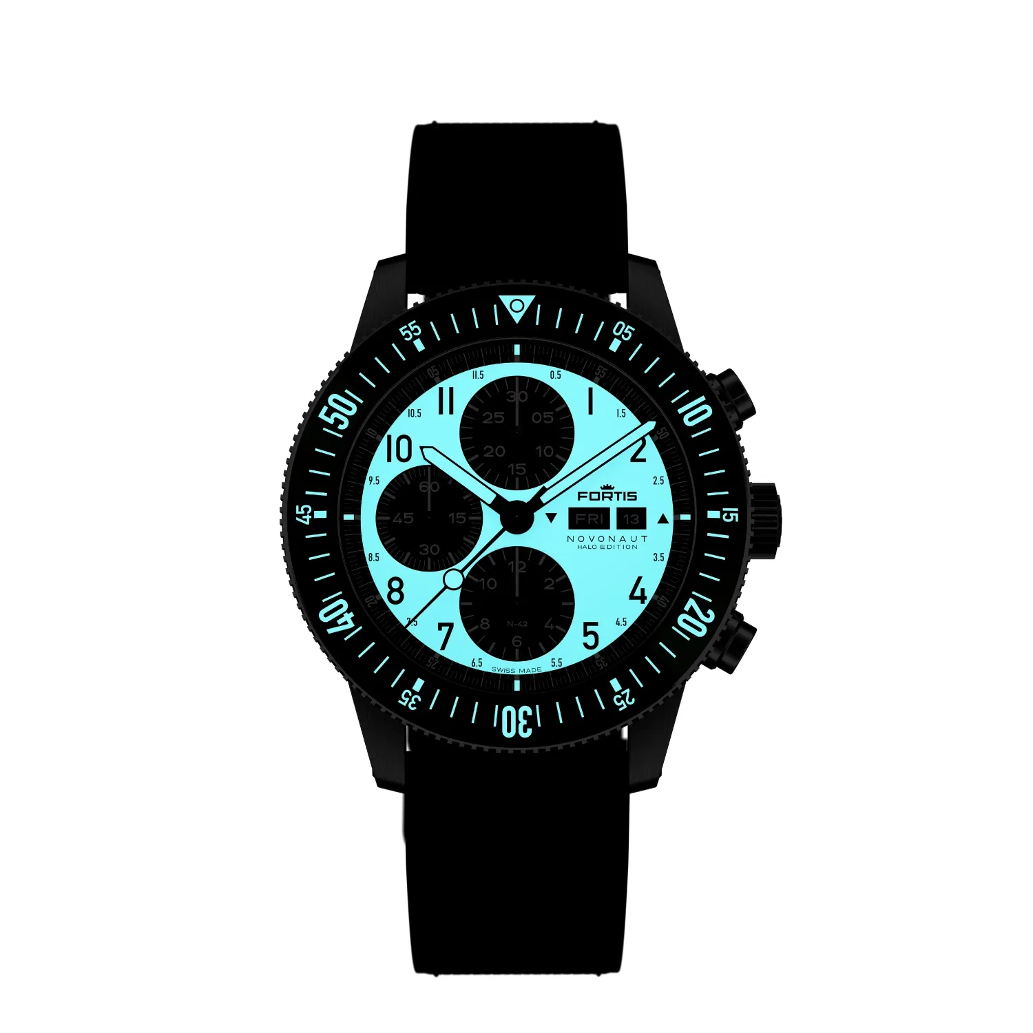 Fortis NOVONAUT N-42 TR Halo Green Herrenuhr F2040023