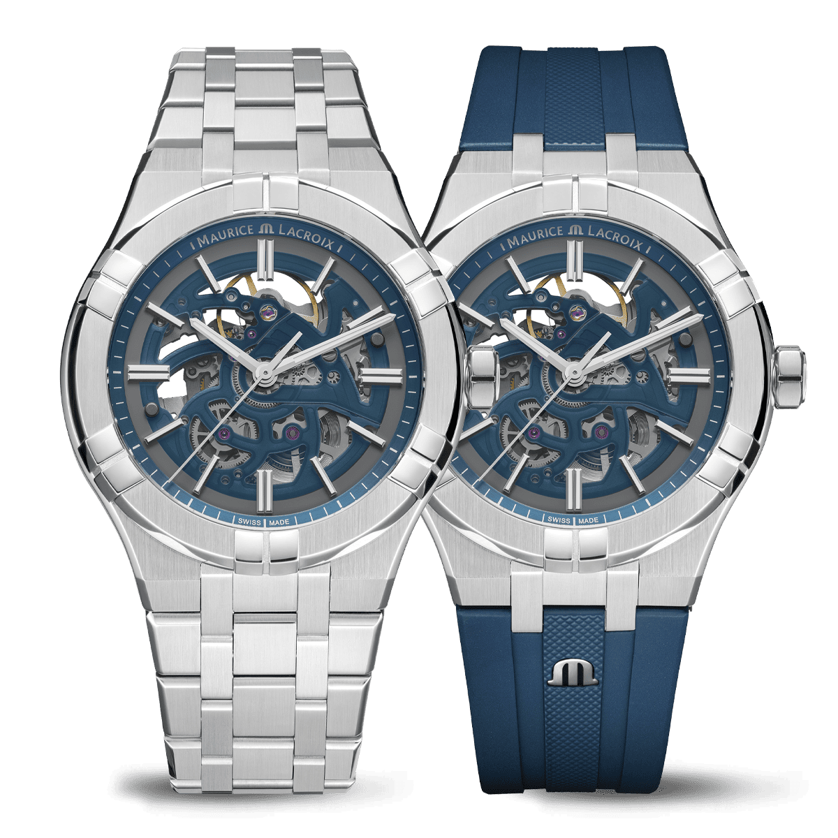 Maurice Lacroix Aikon Automatic Skeleton 42mm, Blau, inklusive Ersatzband Herrenuhr AI6008-SS00F-031-C