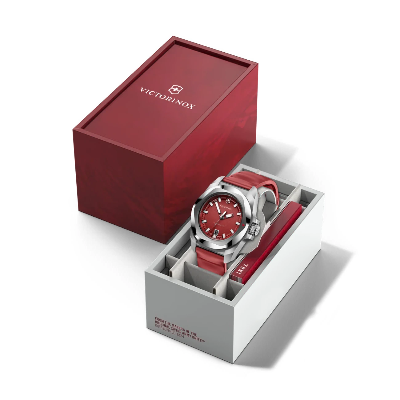 Victorinox I.N.O.X. Quartz, Kautschukband, Rot, 41mm Herrenuhr 242029