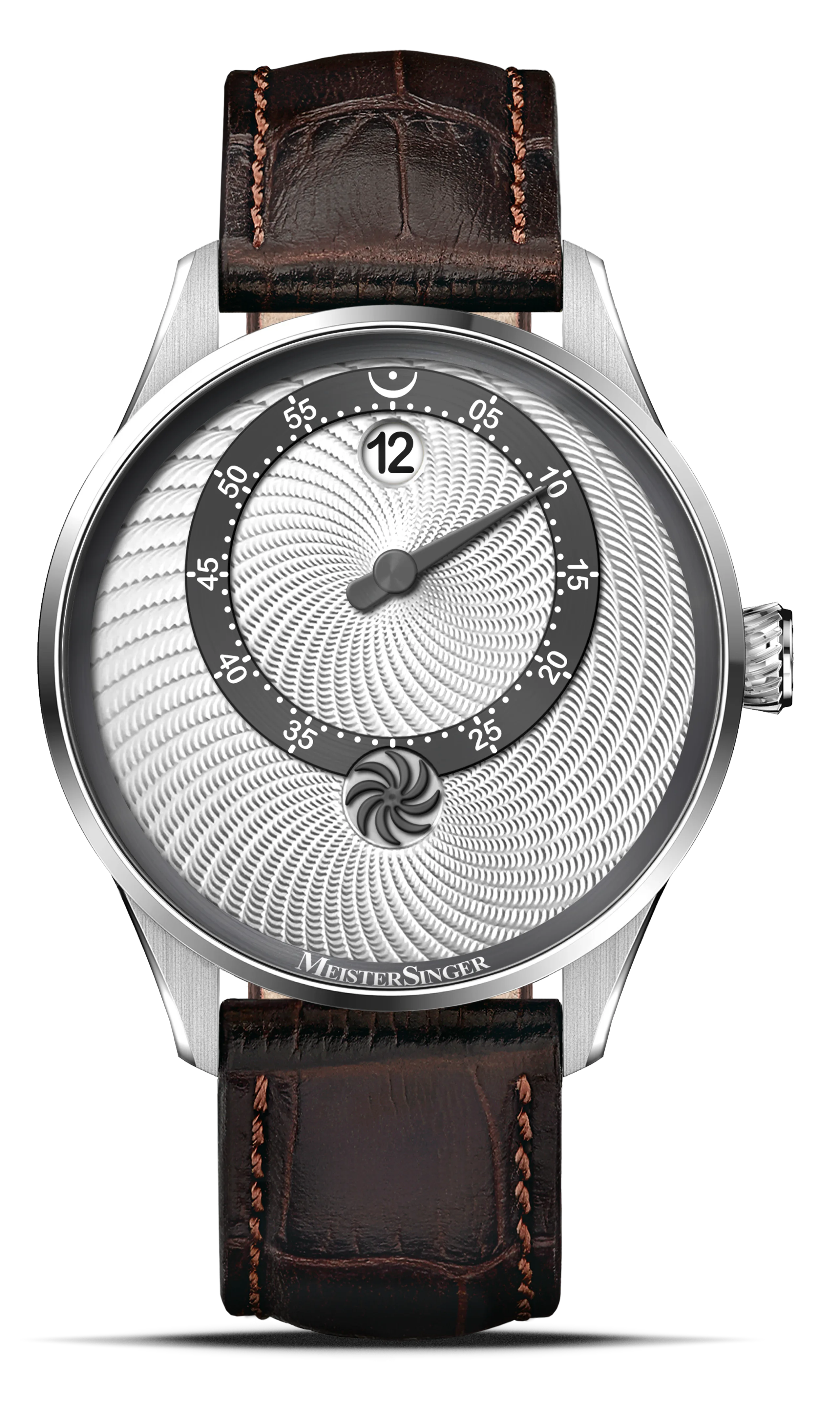 Meister Singer Edition Panthero Jumping Hour Guillochage - Silber, Schweizer Automatikwerk Herrenuhr ED-PTJHG901