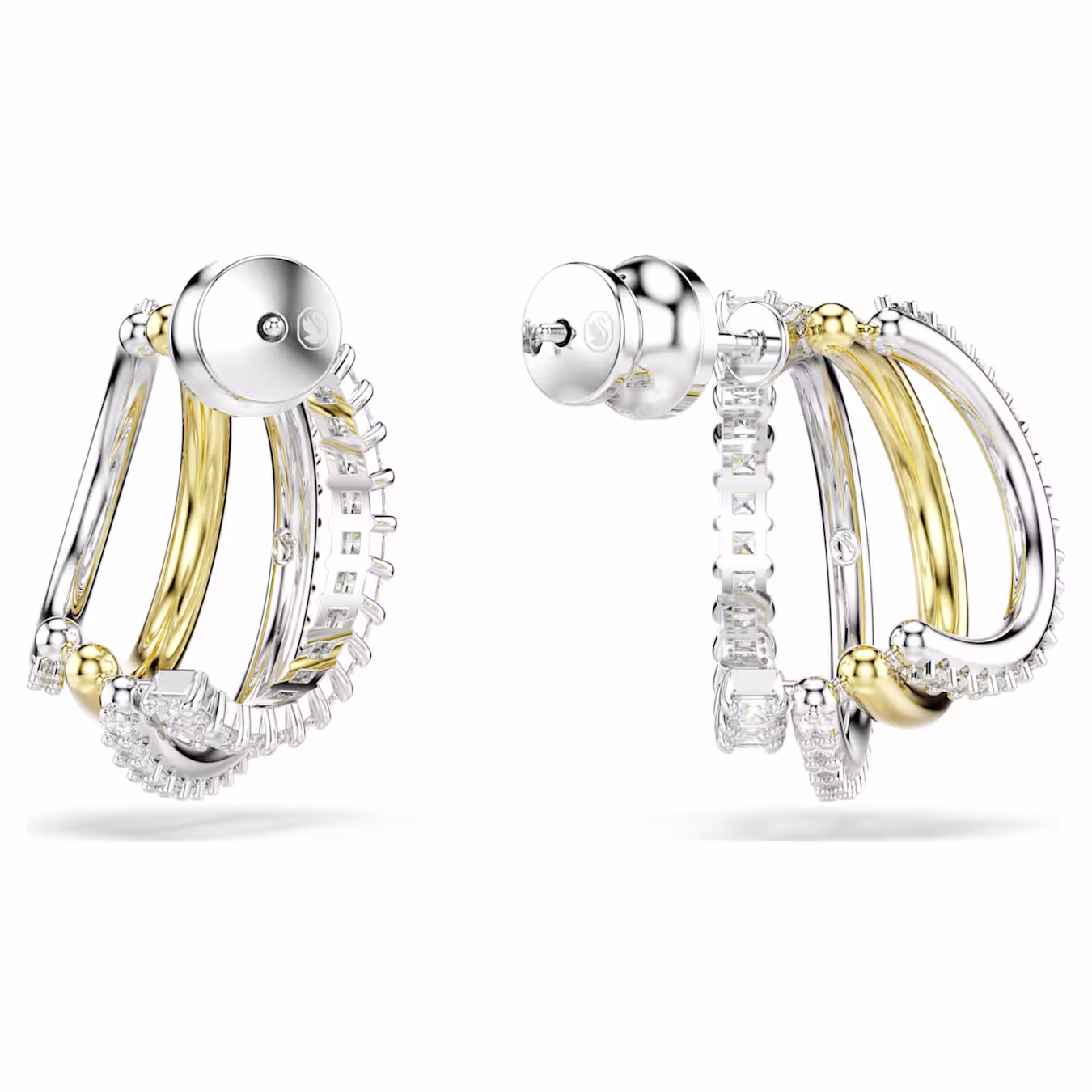 Swarovski  Hyperbola Kreolen Verschiedene Schliffe, Mini, Weiß, Metallmix