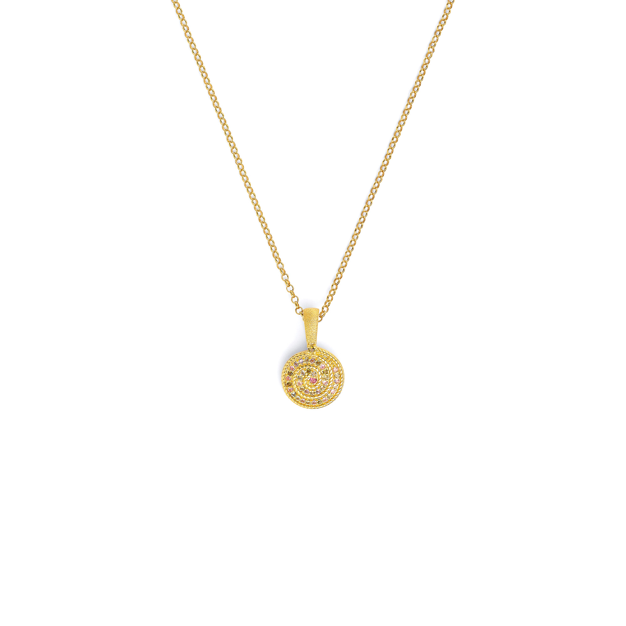Bernd Wolf Kette Spiralba Sterlingsilber 925, Kette mit Anhänger, Turmalin