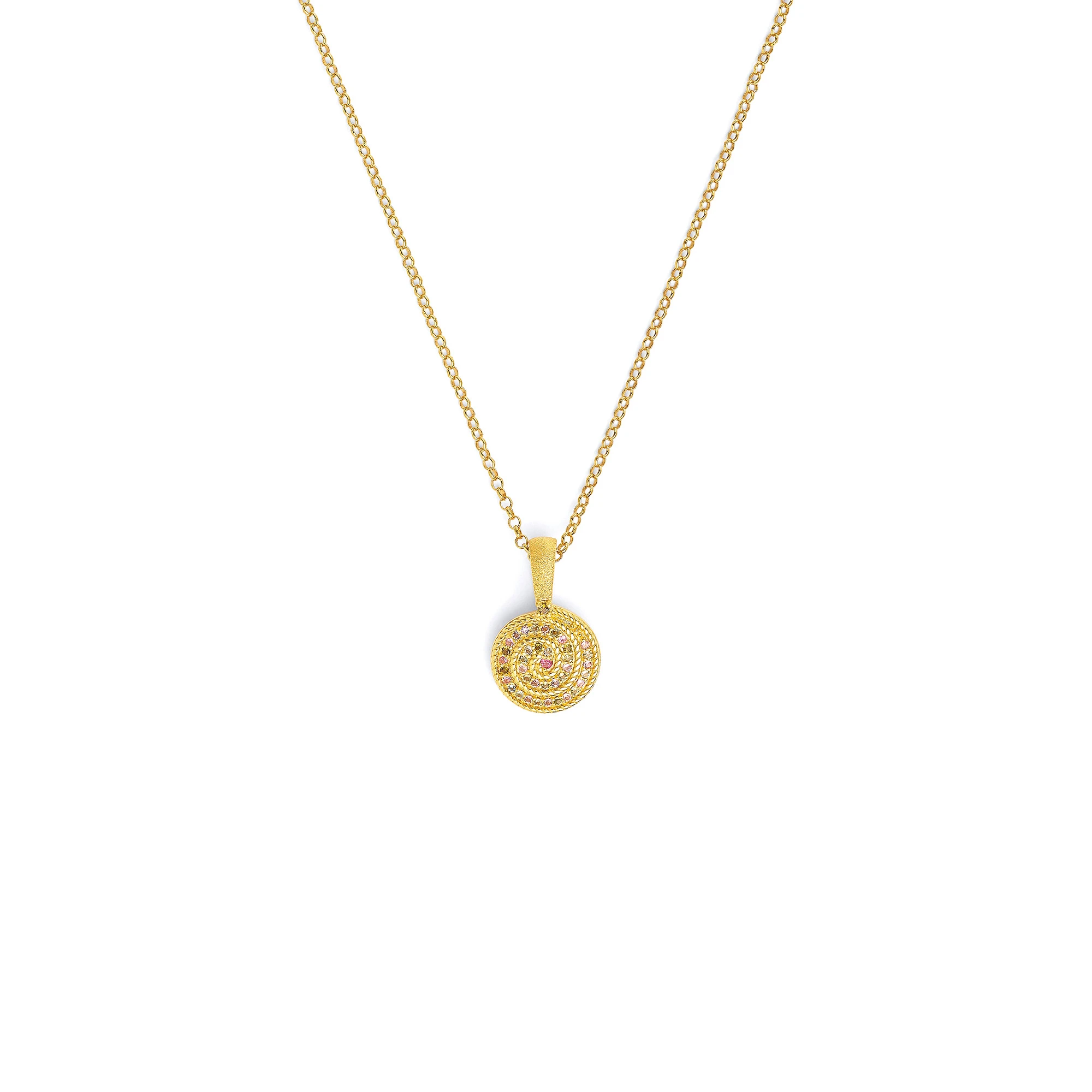 Bernd Wolf Kette Spiralba Sterlingsilber 925, Kette mit Anhänger, Turmalin