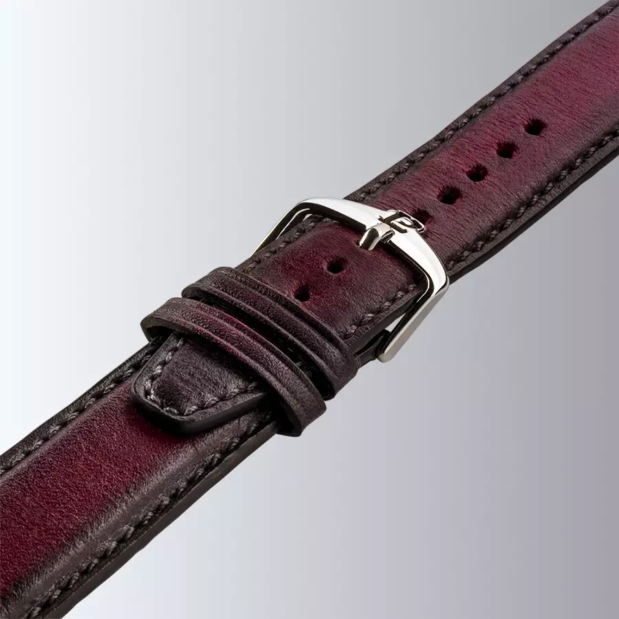 1977 EDMOND Automatique, 40 MM, Cadran Lie-de-vin, Bracelet Cuir Lie-de-vin Herrenuhr 1977P01155
