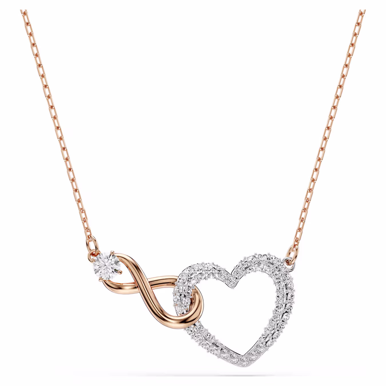 Swarovski  Hyperbola Halskette Unendlichzeichen und Herz, Weiß, Metallmix
