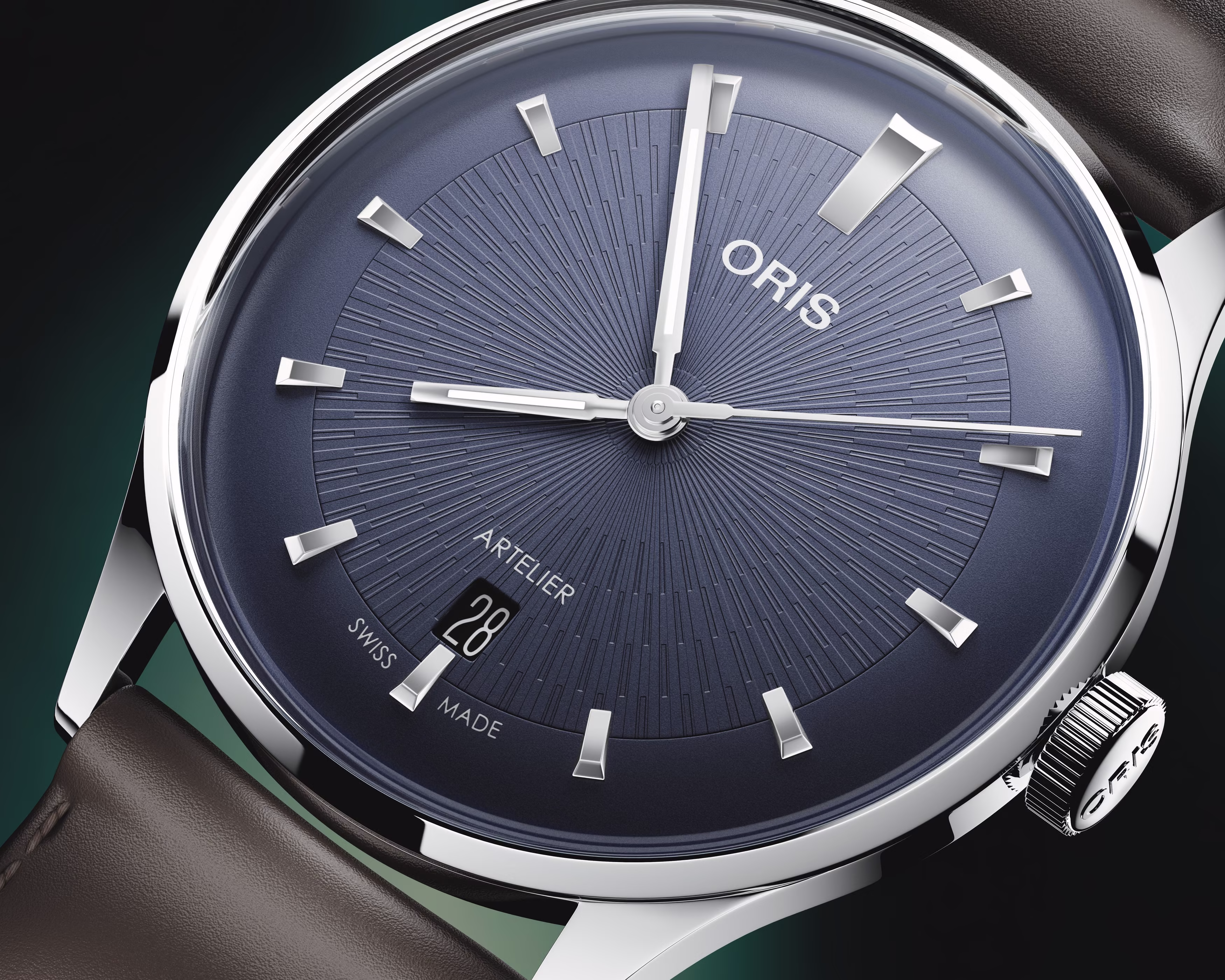 Oris Artelier Date 38mm Lederband Automatik Blau Herrenuhr 01 733 7810 4055-07 6 20 17FC