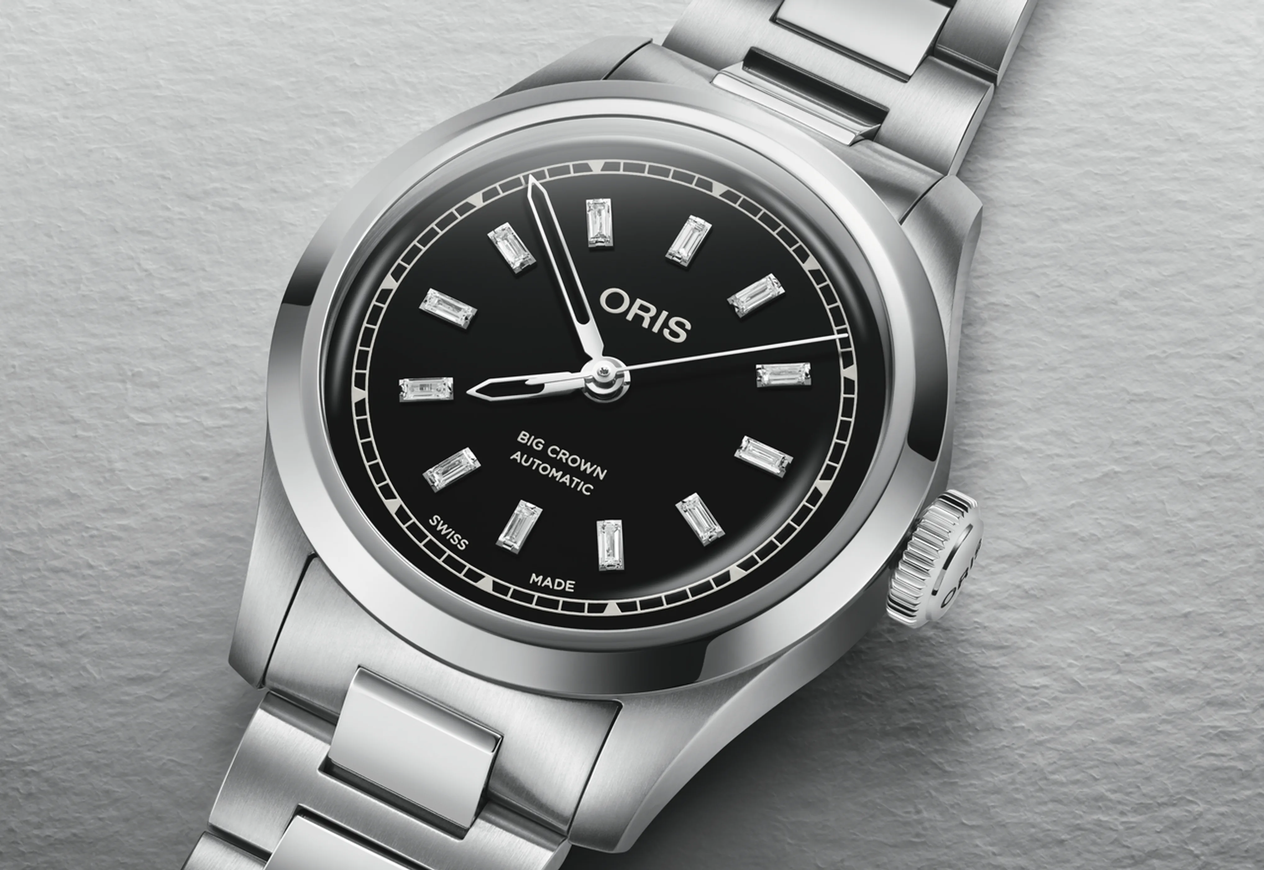 Oris Big Crown Diamonds 34mm Automatik Edelstahl Schwarz Damenuhr 01 531 7797 4094-07 8 17 06