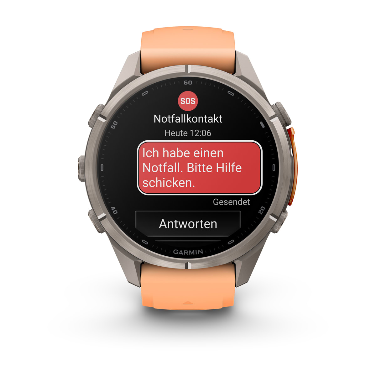 Garmin fēnix® 9 Pro inReach® - 43 mm AMOLED Sapphire Titan mit Silikon-Armband Shell Pink/Autumn Orange 010-04335-01