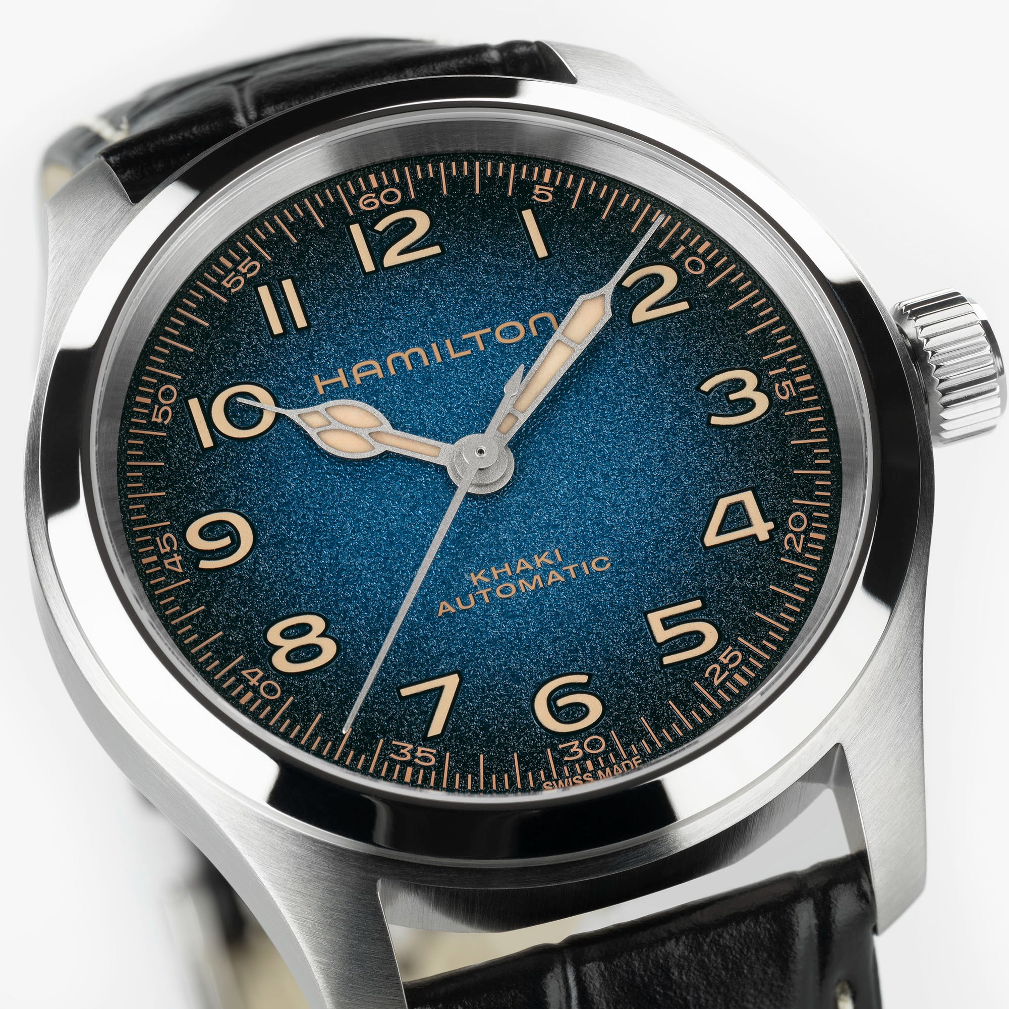 Hamilton Khaki Field Murph Automatik Blau Lederband Herrenuhr H70405740