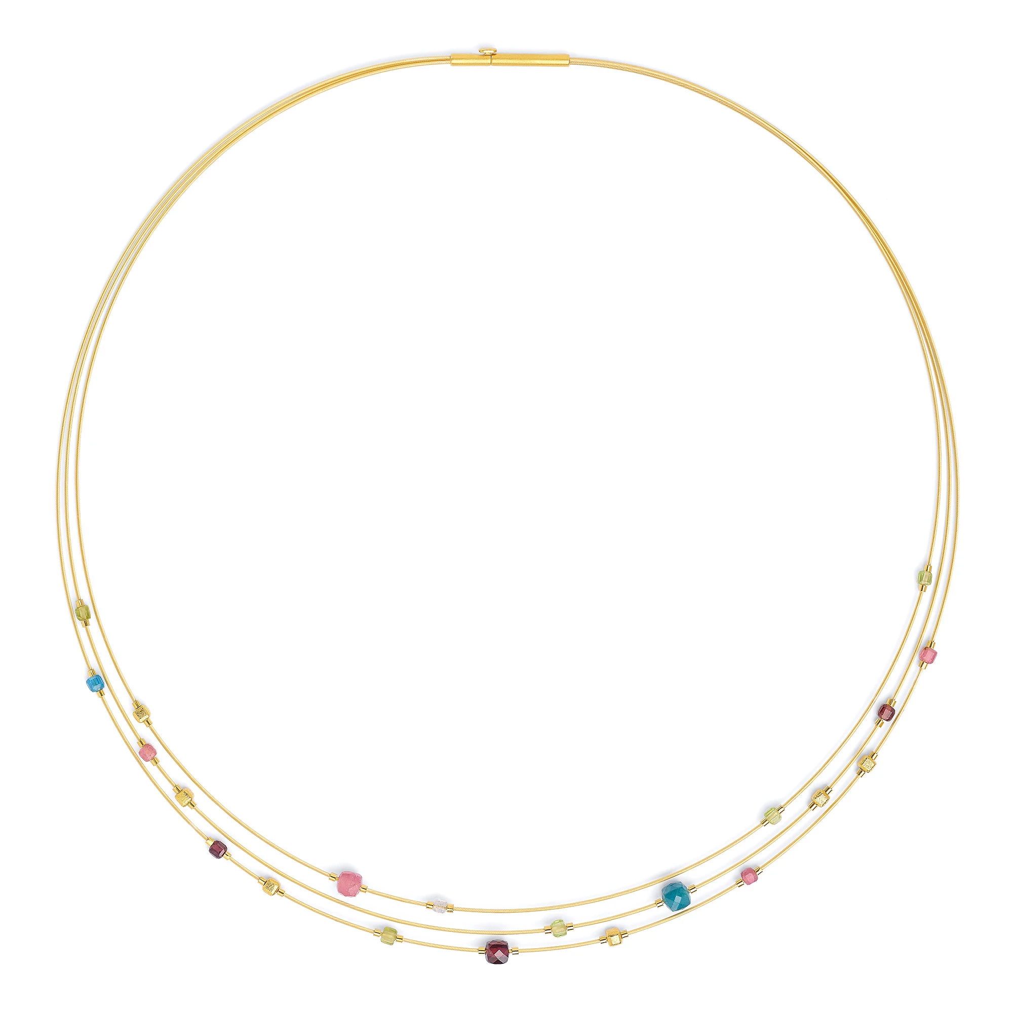 Bernd Wolf Kette Cubicolio Designlinie Cubes, 24-Karat-goldplattiert, Turmalin pink, Tastenverschluss