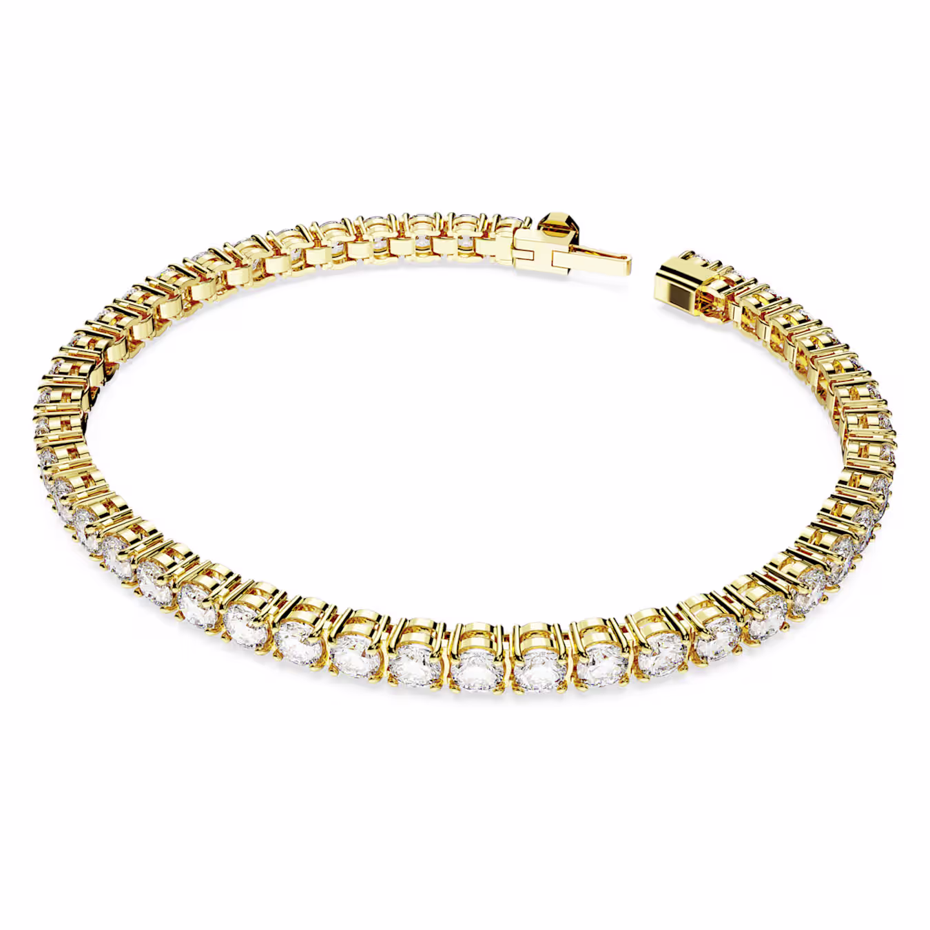 Swarovski  Matrix Tennis Armband Rundschliff, Weiß, Goldlegierungsschicht
