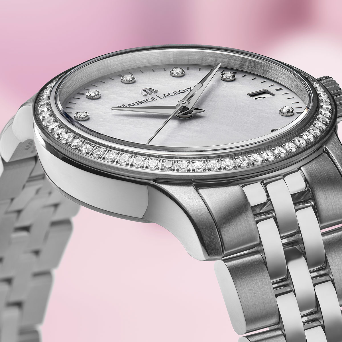 Maurice Lacroix 1975 Quartz 33mm, Quarzwerk, 11 Diamanten Damenuhr 751006-SD502-170-1