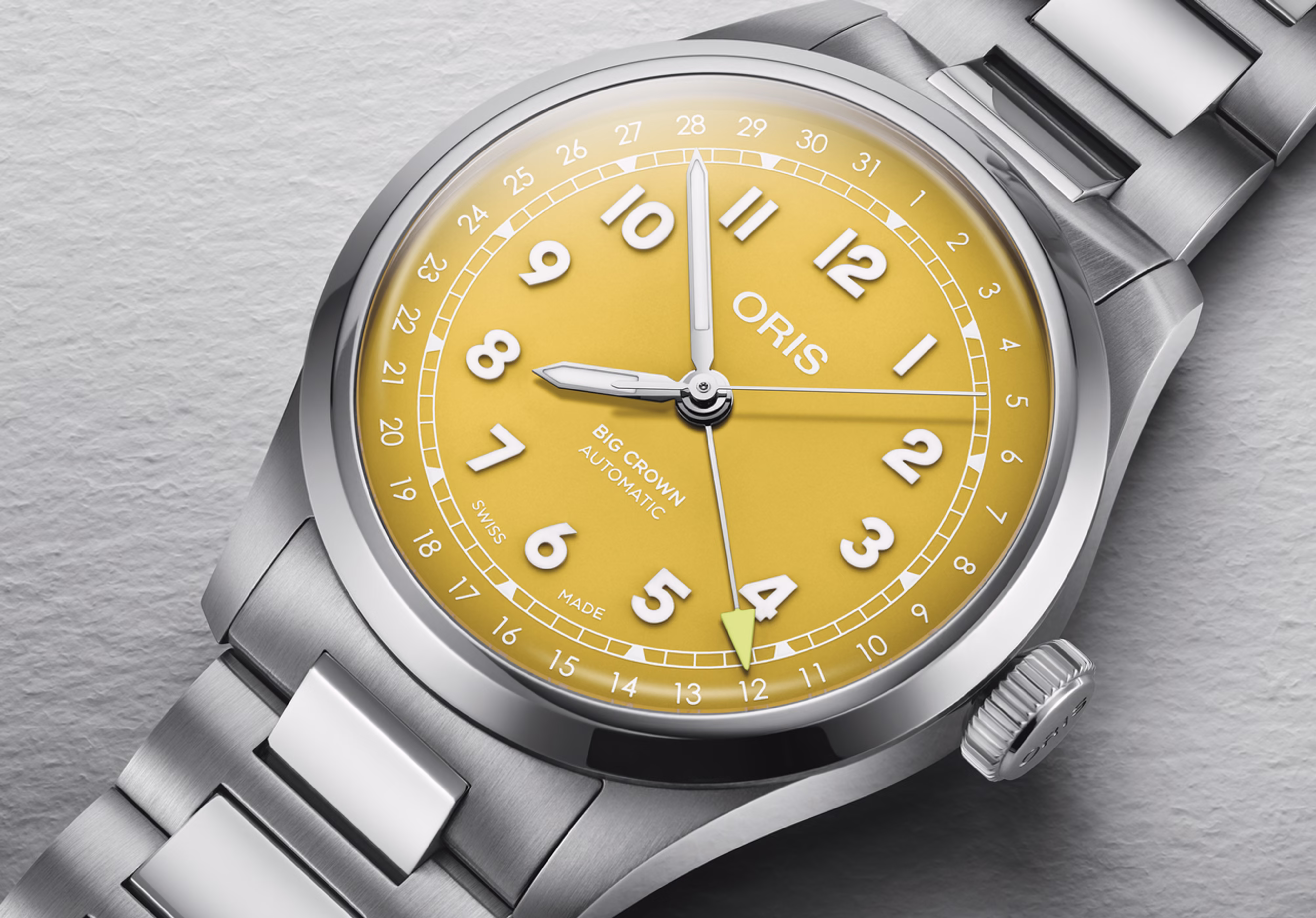 Oris Big Crown Pointer Date 40mm Automatik Edelstahl Gelb Herrenuhr 01 754 7798 4069-07 8 20 06