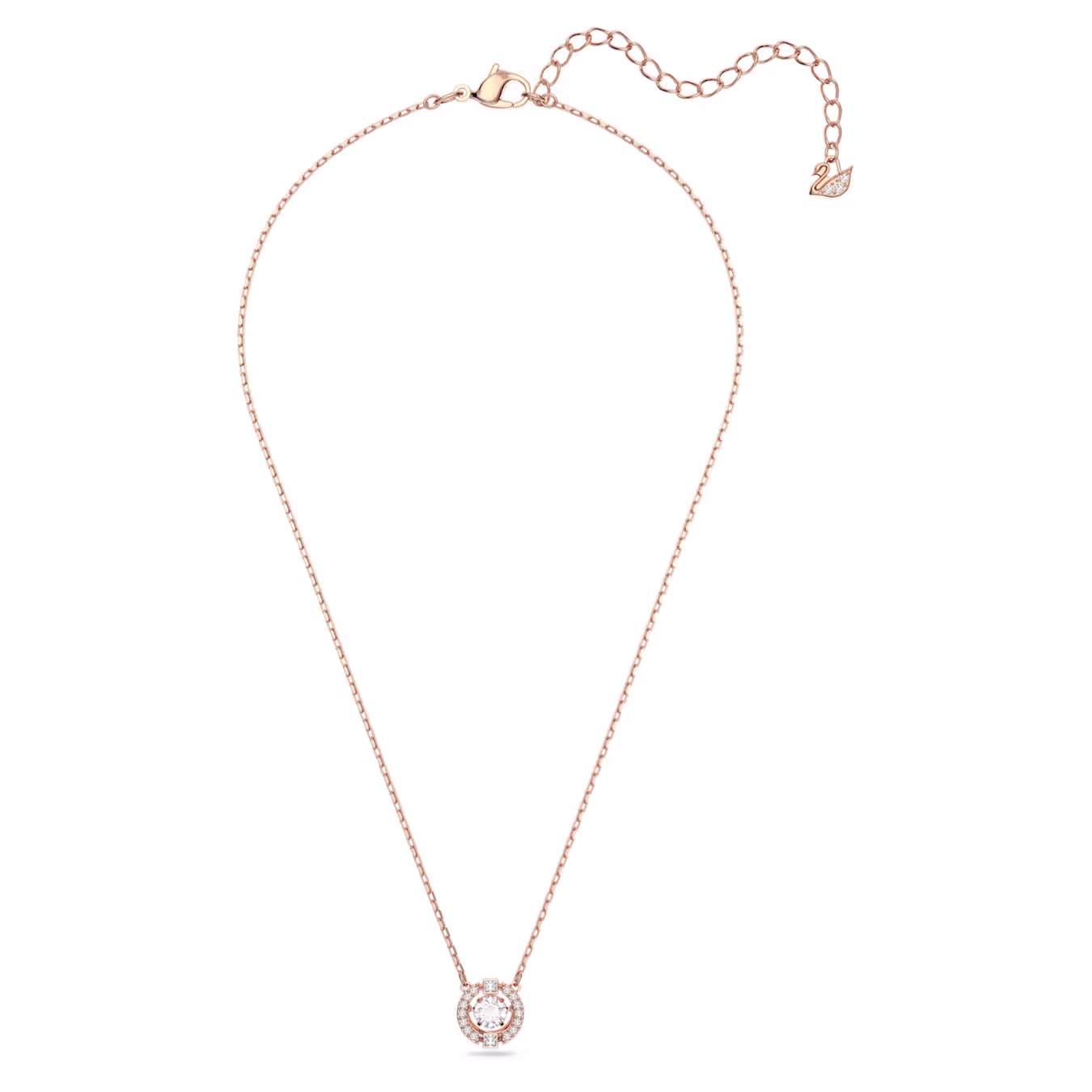 Swarovski  Una Halskette Rundschliff, Weiß, 18k rosévergoldet