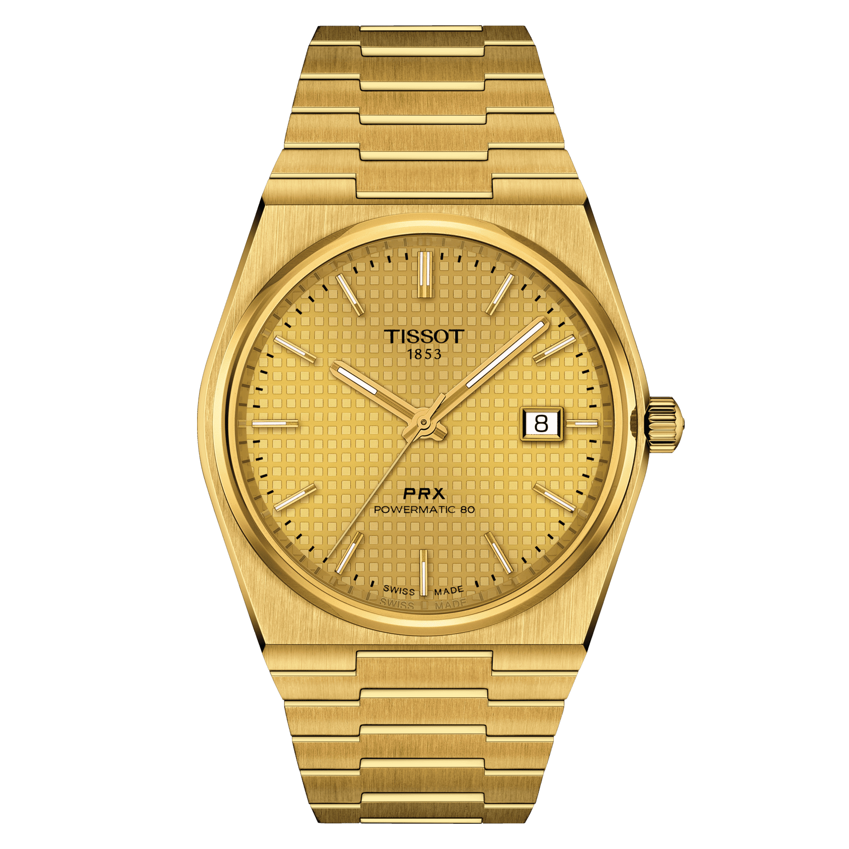 Tissot PRX Gold Powermatic Herrenuhr 80 T137.407.33.021.00 Set mit schwarzem Lederband 