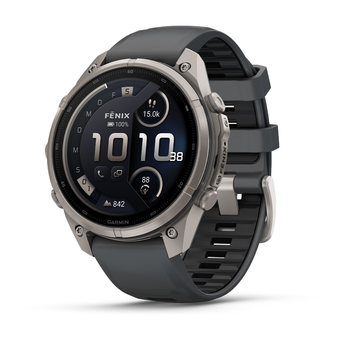 Garmin fēnix® 9 Pro inReach® - 47 mm AMOLED Sapphire Titan mit Silikon-Armband Graphit/Schwarz 010-04336-21