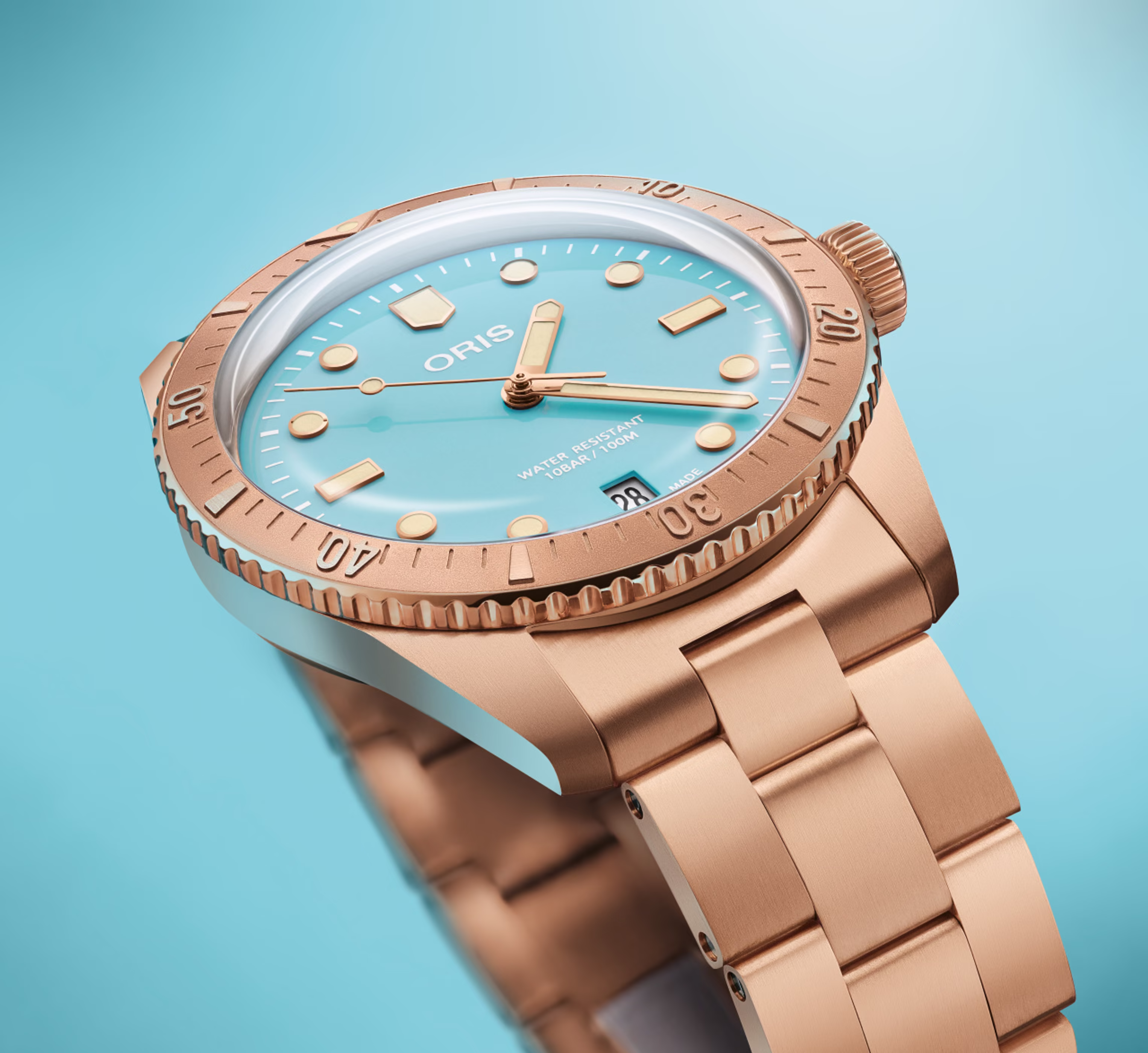 Oris Divers Sixty‑Five Cotton Candy 38mm Bronze Herrenuhr 01 733 7771 3155-07 8 19 15