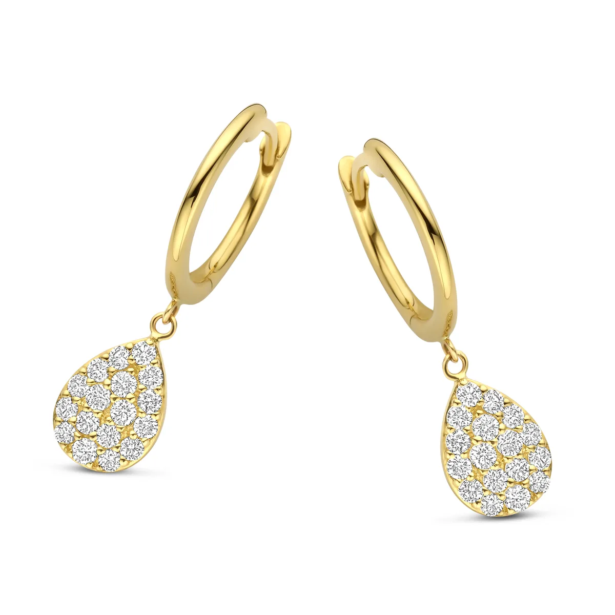 One More Eolo Damen Ohrringe in 18 Karat Gelbgold mit Diamanten 93E308A