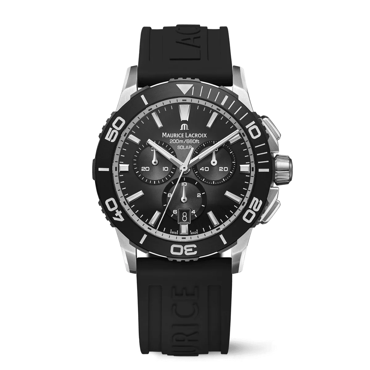 Maurice Lacroix PONTOS S SOLAR CHRONOGRAPH 42 mm, Quartz, Kautschukarmband Herrenuhr PT1038-SSL20-330-2