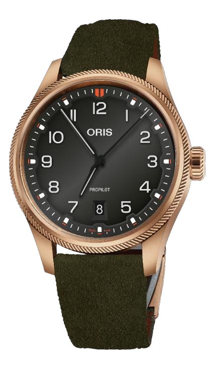 Oris ProPilot Bronze Date 41mm Automatik Veloursleder-Band Herrenuhr 01 733 7805 3164-07 6 2022BRLC