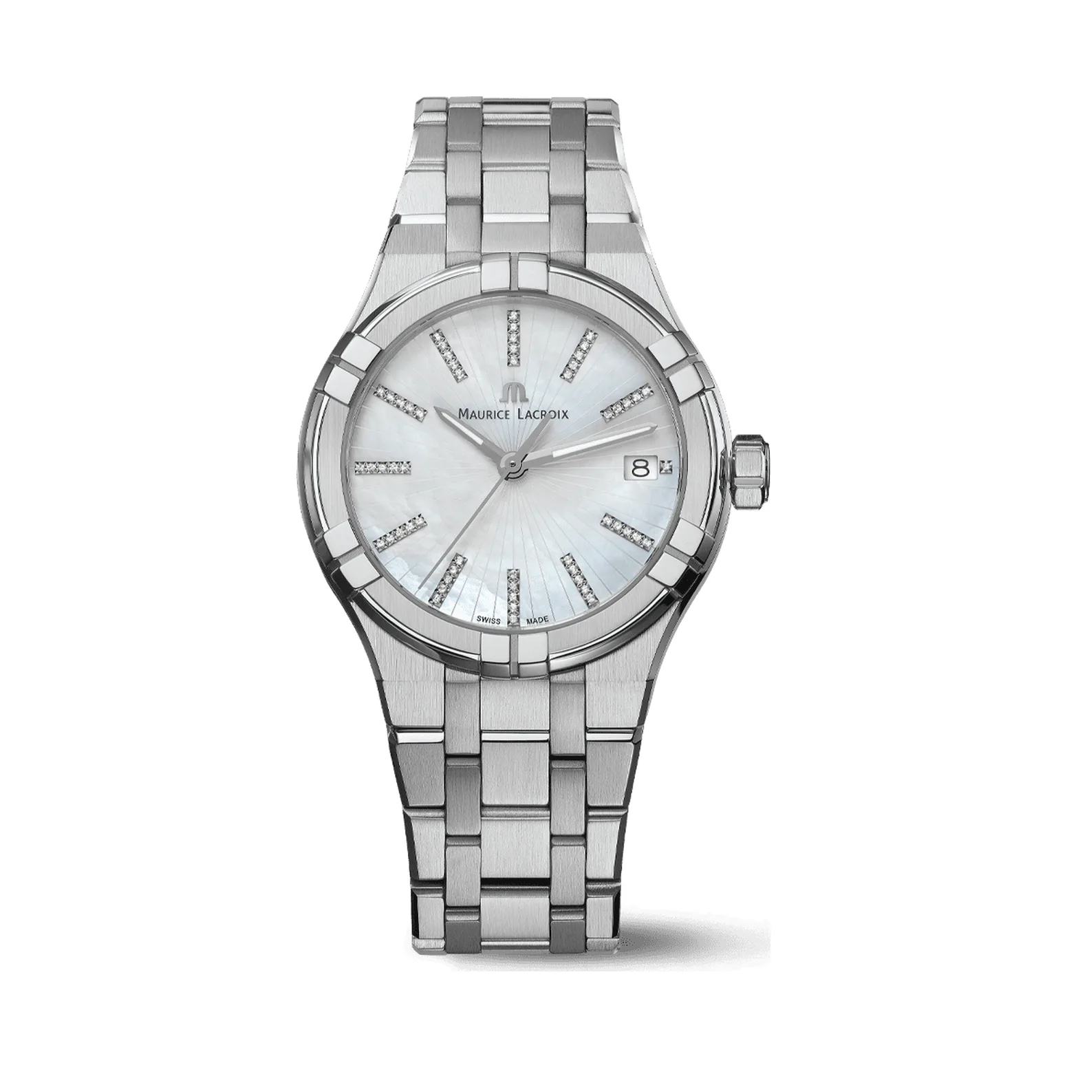 Maurice Lacroix Aikon Quartz Date 35 mm Quarz Edelstahlarmband Damenuhr AI1106-SS002-170-1