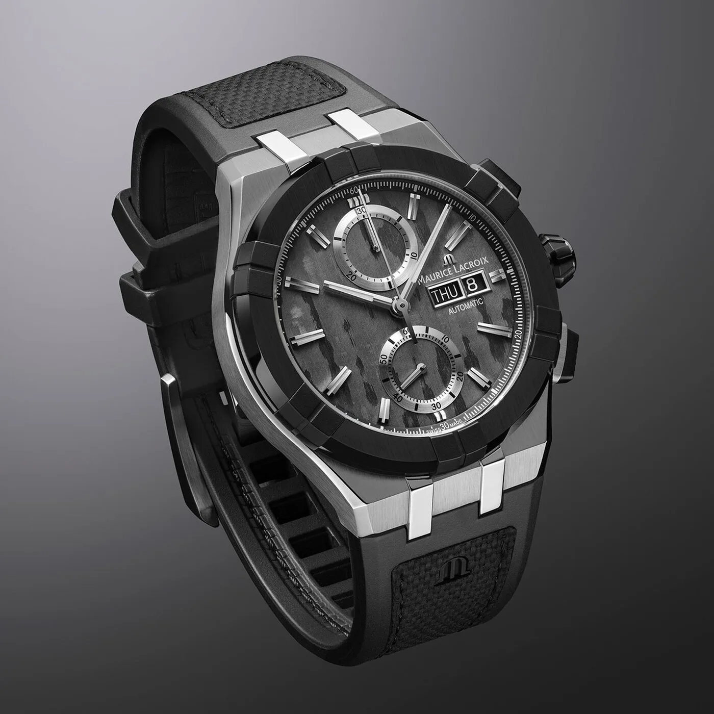 Maurice Lacroix Aikon-IC Carbon UD Chronograph 43 mm Automatik Kautschukarmband Herrenuhr AC6038-S1C34-330-3