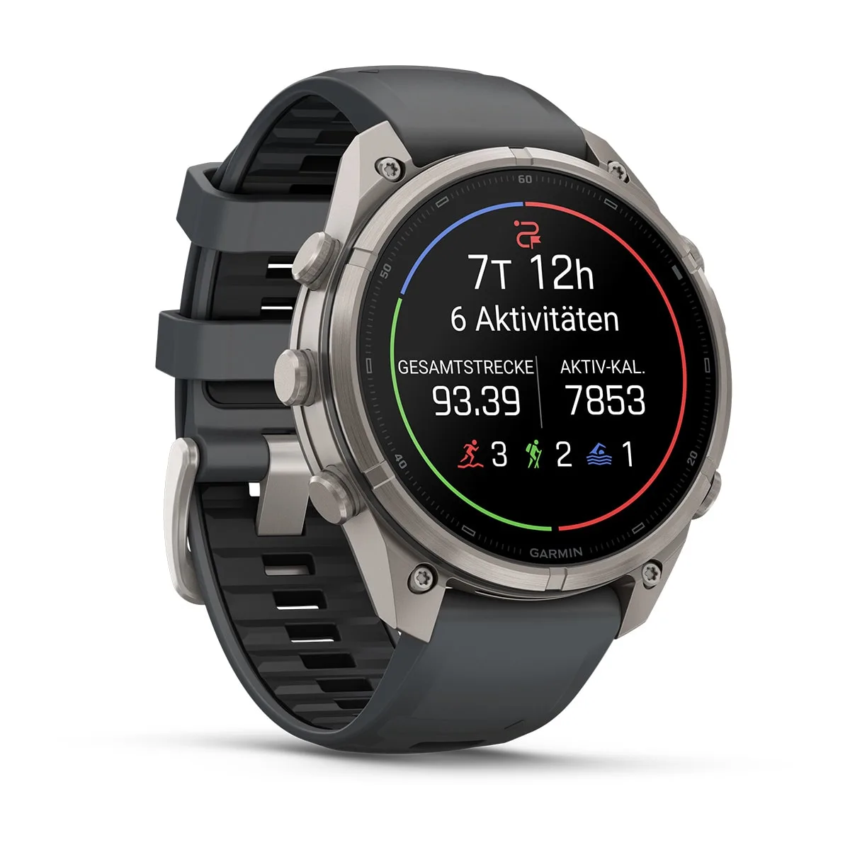 Garmin fēnix® 9 Pro inReach® - 47 mm AMOLED Sapphire Titan mit Silikon-Armband Graphit/Schwarz 010-04336-21