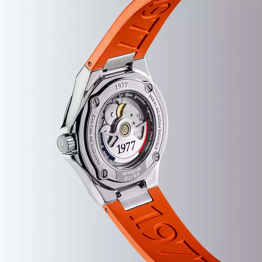 1977 ARSENE Automatique, 41 MM, Cadran Noir, Bracelet Caoutchouc FKM Orange Herrenuhr 1977P02138