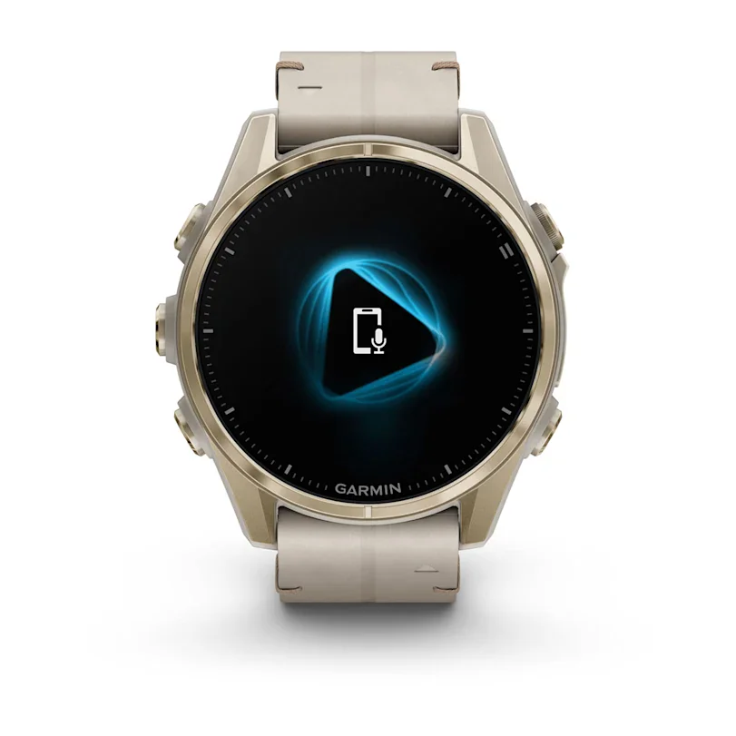 Garmin fēnix® 8 - 43 mm AMOLED Sapphire Nebelgrau/Softgold mit Lederarmband und Silikonband 010-02903-40